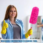 Tanlade 8 Pcs Microfiber Feather Duster for Cleaning 13-31 Inch Extendable Cobweb Dusters Ceiling Fan Duster Washable Bendable Tool for Office Car Window Furniture (Stylish Color)