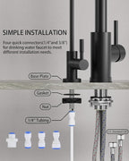 Kitchen Faucet and Water Filter Faucet: ARCORA Stainless Steel Kitchen Sink Faucet with Drinking Water Faucet - Black Single Handle Tap with Pull Down Sprayer for Kitchen Sink Farmhouse Bar