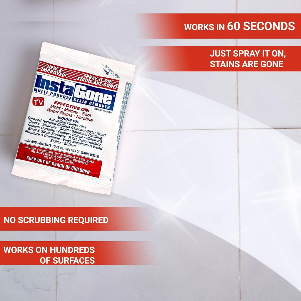 Stain Remover - 20 Pack REFILL for Larger Areas - Indoor/Outdoor Ceiling, Wall, Bathroom, Roof, PVC Fence, Patio Furniture, Vinyl, Concrete & More