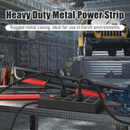 HHSOET Metal Magnetic Power Strip, 8 Outlet Mountable Socket, Wall Mount Heavy Duty Surge Protector, Catering for Your Every Need, Gaming Table Outlet with 3 FT Power Cord.(Black)