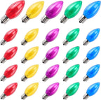 Colorful 25 Pack C9 Christmas Bulbs Replacement - Multicolor Incandescent Bulbs, Christmas Light Bulb for Holiday String Lights, Indoor/Outdoor Decorations, 7 Watt