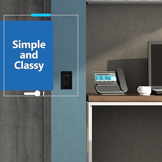 LIDER Brushed Black Minimalist Design Decorator Switch, Frameless Paddle Wall Light Switch, On/Off Rocker Switch, Single Pole, Residential Grade, UL Listed, 3 Wire, 15A 120-277VAC, 5 Pack