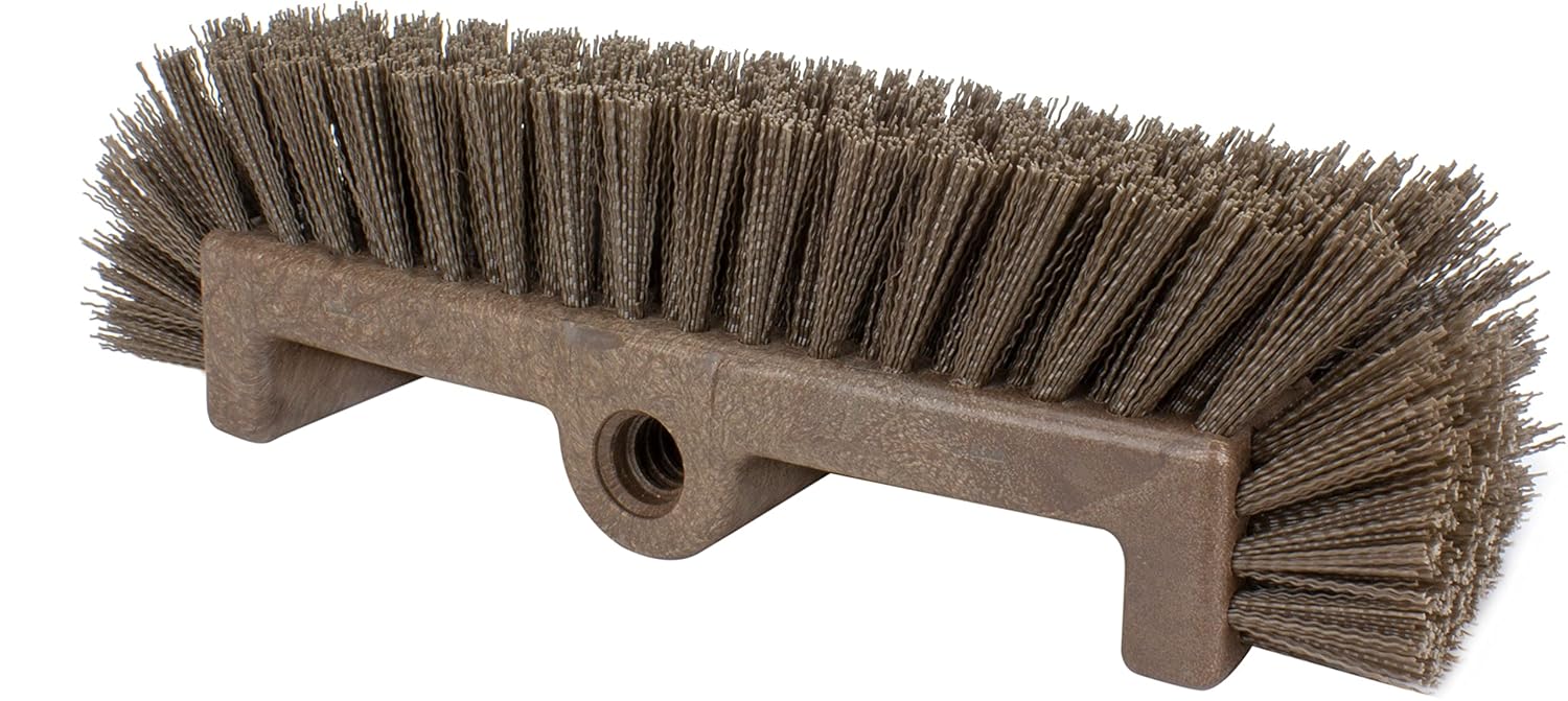 SPARTA Multi-Level Tile Scrub Brush 12" Wide Brush Head, Heavy-Duty Tile Cleaning Brush with End Bristles for Commercial Tiles, Tubs and Floor, Plastic, 12 Inches, Brown