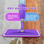 HOMTOYOU Spray Mops for Floor Cleaning: Wet Mop for Hardwood Tile Wood Laminate Vinyl - 3 Washable Microfiber Pads for Swiffer Powermop - Absorbs Pet Hair Dust