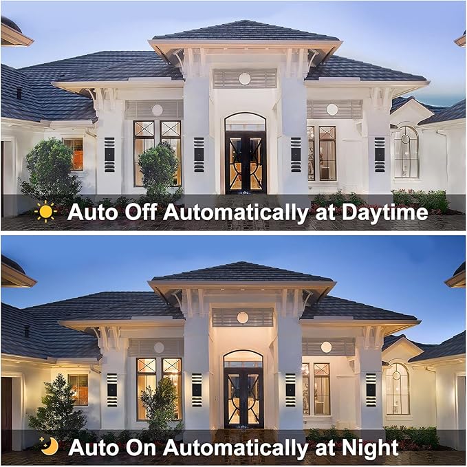 Dusk to Dawn Outdoor Wall Lights 2 Pack, IP65 Waterproof Modern Exterior Light Fixture, 3000K Warm White 3-Layer Up and Down Outdoor Wall Sconce for House Front Porch Garage