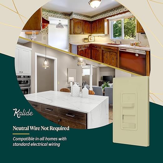 TOPGREENER Digital Dimmer Switch for 200W Dimmable LED/CFL Lights, Single Pole/3-Way LED Slide Dimmer, Neutral Wire Not Required, UL Listed, TGSDS3-I, Ivory, 1 Pack