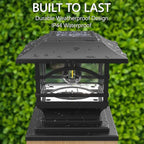 Davinci Lighting Edison Solar Outdoor Post Cap Lights - 4x4 5x5 6x6 - Bright LED Light for Fence Deck Garden or Patio Posts - Slate Black (1 Pack)