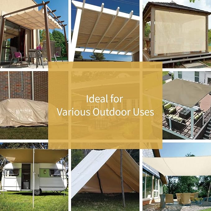 GUARD SHIELD Beige Tarp Heavy Duty Waterproof 18x24 Feet Outdoor Poly Tarps Cover Square Thick UV Resistant Canopy Tarpaulin with Grommets 10mil