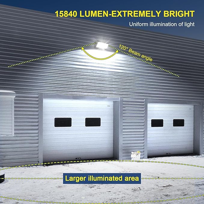 ledmo 120W LED Wall Pack Light, 15840LM Daylight Outdoor Security Lighting, Commercial and Industrial Outdoor Wall Pack Lights, 5000K IP65 Waterproof for Garage, Warehouse, Parking lot, Yard, 6 Pack