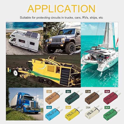 GLOSO Circuit Breakers E71 Mini ATM 10Amp Auto Reset (T1) - 3 Pack (10A)