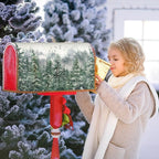 Winter Watercolor Tree Mailbox Covers Magnetic Christmas Green Pine Tree Forest Mail Box Post Letter Box Cover Standard Size 25.5x21 Inch for Xmas Holiday Outdoor Garden Yard Decor