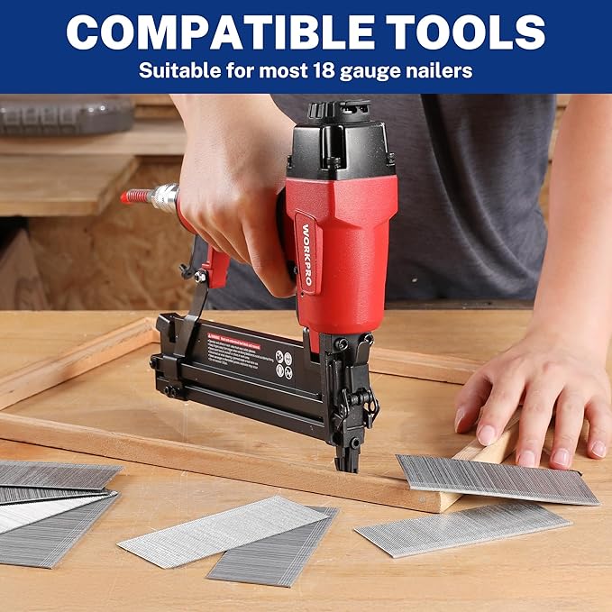WORKPRO 2-Inch 18 Gauge Brad Nails, 6000 Count Universal Brad Nails for Pneumatic, Electric Brad Nailer