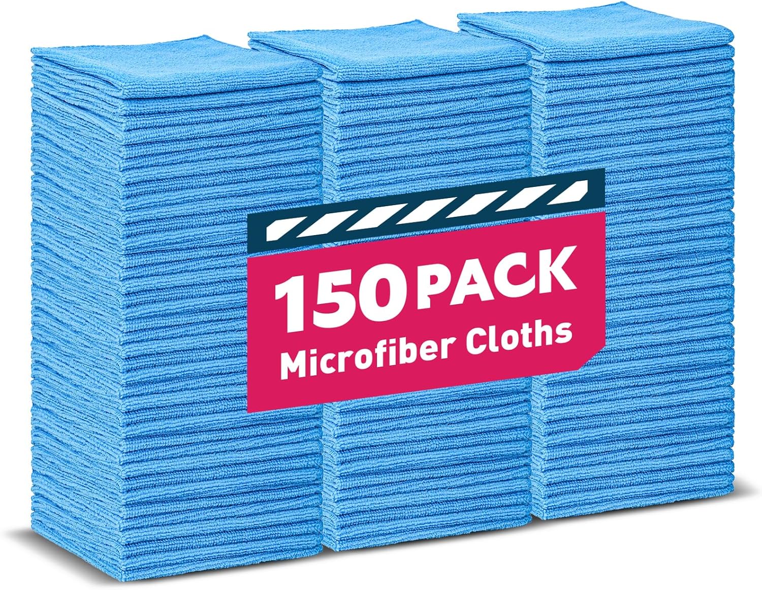 Microfiber Towels Bulk-150 Pack, Cleaning Cloths, Microfiber Towels for Cars, Cleaning Rags Blue (12x12 inches)