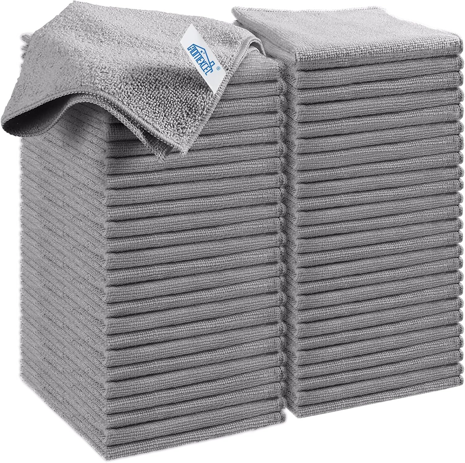 HOMEXCEL Grey Microfiber Cleaning Cloth, 50 Pack Cleaning Towels for Kitchen, Lint Free, Scratch-Free, Highly Absorbent, and Reusable Cleaning Rags for House, Window and Glass, Cars, 11.5 X11.5 inch