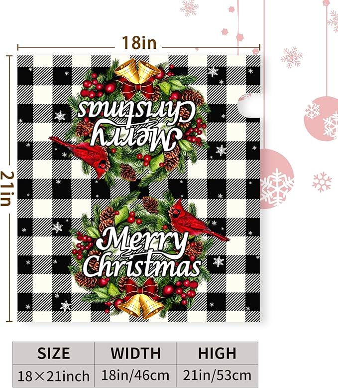 Merry Christmas Mailbox Covers Magnetic Standard Size Winter Buffalo Plaid Mailbox Post Cover Xmas Snowflake Mailbox Wraps Holiday Mailbox Decor Waterproof 21 X18 Inch