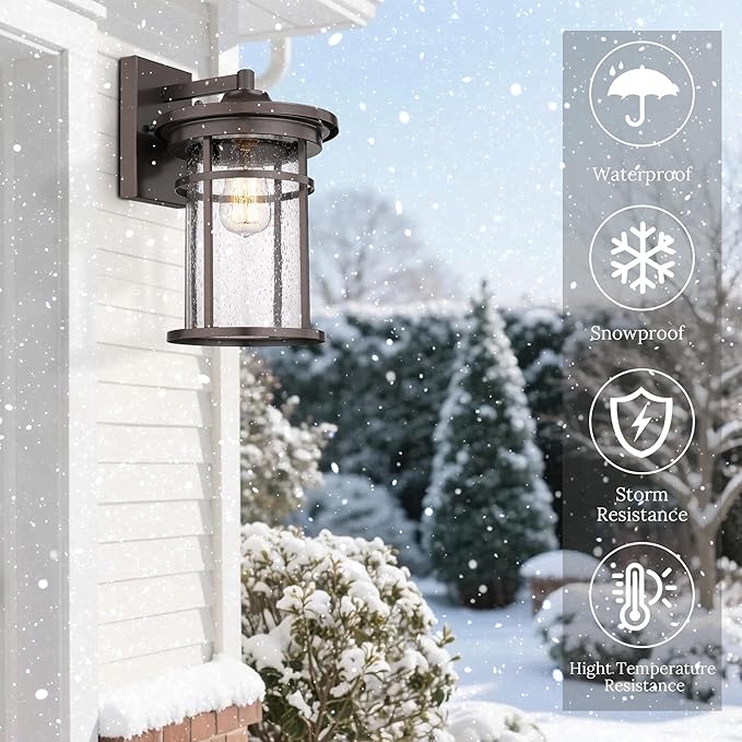 Casia Wall Sconce, Outdoor Lighting Fixture, 14.17'' H x 8.66'' W, Oil Rubbed Bronze, Lobby, Entryway, Patio, Porch, Balcony, UL Listed