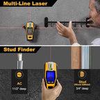 PREXISO 2-in-1 Stud Finder with Laser Level, Rechargeable Multi Surface Cross Line Laser & Wall Stud Scanners Tool for Hanging Frames & Picture, Wood Ac Wire Metal Studs Joist Pipe Detection