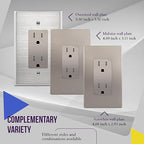 ENERLITES Elite Series Decorator Receptacle Outlet, Child Safe, Tamper-Resistant, Self-Grounding, Residential Grade, 15A 125V, UL Listed, 61501-TR-NKWP, Nickel With Wall Plate