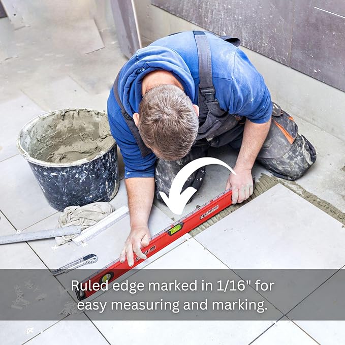 Kapro - 770 Exodus Professional Box Level - 72 Inches - With 45° Vial & Ruler - For Leveling, Measuring, Marking, and Cutting - Features 3 Vials, Precise Straightedge, and Wall-Grip