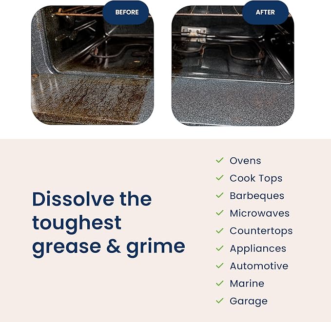 Truly Free Heavy Duty Degreaser- Grease Remover & Grime Cleaner for Kitchen, Automotive & More, Household Cleaning Supplies, Fragrance-Free, Includes 16 oz Reusable Empty Bottle & 2 Refills (4 oz)