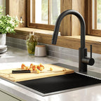 KRAUS Oletto Single Handle Pull Down Kitchen Faucet with QuickDock Top Mount Installation Assembly in Matte Black, KPF-2620MB