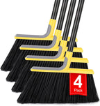 4 Packs Outdoor Broom for Floor Cleaning with 58" Long Handle, Heavy-Duty Commercial Brooms for Sweeping Indoor Outdoor Courtyard Restaurant Garage Patio Decks Mall Market Kitchen Office Lobby Shop