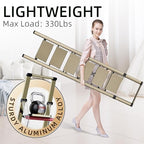 GameGem Step Ladder 6 Step Folding, Aluminum Ladders for High Ceilings, Tall Closet, Cabinet, 6 ft Lightweight Step Ladder with Anti-Slip Foot for Home Use, 330Lbs Load, Champange Gold