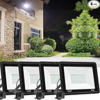 4 Pack 100W LED Flood Light Outdoor,10000LM Bright Work Spotlight Plug in,6000K Daylight White,IP66 Waterproof Exterior Security Floodlights for Yard,Garden,Backyard,Patio,Stadium,Parking Lot