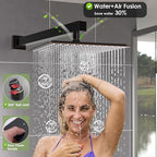 Enga Oil Rubbed Bronze Shower System with Body Jets, 12 Inch Rainfall Shower Wall Mounted Full Body Shower System Contain Rough-in Shower Valve Shower Combo Set