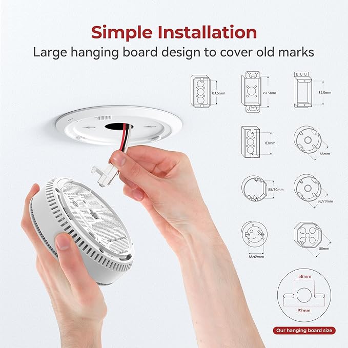 Siterlink Hardwired Smoke Detector Carbon Monoxide Detector Combo 10 Year Battery up, UL 217-9th Conforming, Interconnected Smoke & CO Alarm with Bilingual Voice Alerts, 1 Pack