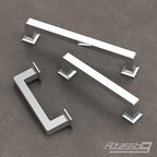 Alzassbg 10 Pack Polished Chrome Cabinet Pulls, 5 Inch(128mm) Hole Centers Cabinet Handles Square Kitchen Hardware for Cabinets AL3046CP