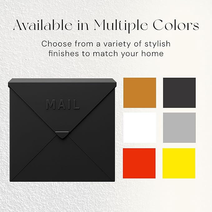 NACH Chicago Extra Large Mailbox, Rust Resistant Large Mailboxes for Outside Wall Mount, Metal Mailbox, Wall Mount Mailbox, Extra Large Capacity Mailbox, 12x12x4.8 inches, Black Mailbox, MB-6301BLK