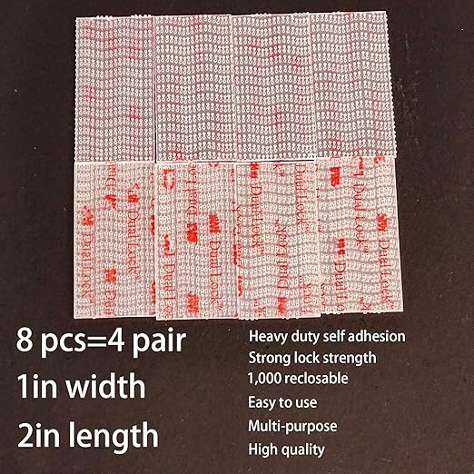 Dual Lock Fastener 1in x 2in 8pcs, Reclosable Interlocking Tape Heavy Duty EZ Pass Holder, Adhesive Hook Lock Sticky Back Mushroom Mounting Tape Clear Color for Indoor and Outdoor