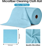 KitchLife Microfiber Cleaning Cloth Roll, 100 Pack - Tear-Away Microfiber Paper Towels, Lint-Free, Reusable, Washable for Kitchen, Car, Dishes, and Sensitive Surfaces (Blue)
