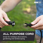 Iron Forge Cable 6 ft Black Extension Cord, 16/2, 6 Foot Extension Cord with 2 Prong Polarized Plug, Weatherproof - Great for Outdoor & Indoor Use