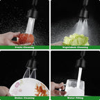 Faucet Sprayer Attachment with 2 Ball Joint, Big Angle Swivel Kitchen Sink Faucet Head Replacement, 4 Spray Models, 55/64-27UNS Famale Thread, Male Thread Adapter Included, Black