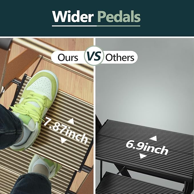 WOA WOA 4 Step Ladder for 10 Feet High Ceiling, Lightweight Foldable Ladder with Non-Slip Wide Pedals, Step Stool with Safe Handrail, Space Saving for Home, Kitchen, Indoor & Outdoor 300lbs - Gold