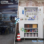 71" H Garage Storage Cabinet with Wheels, Drawer, Pegboard and 16 Hooks, Metal Tool Storage Cabinet with Locking Doors and 2 Adjustable Shelves for Garage, Warehouse, Home, White