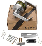 LYNN HARDWARE Commercial Door Lever Lock - Heavy-Duty Locking Door Handle, Designer Door Handles, Cylindrical Lever Lock, Non-Handed Grade 2 Door Handle, Satin Chrome, Storeroom Function