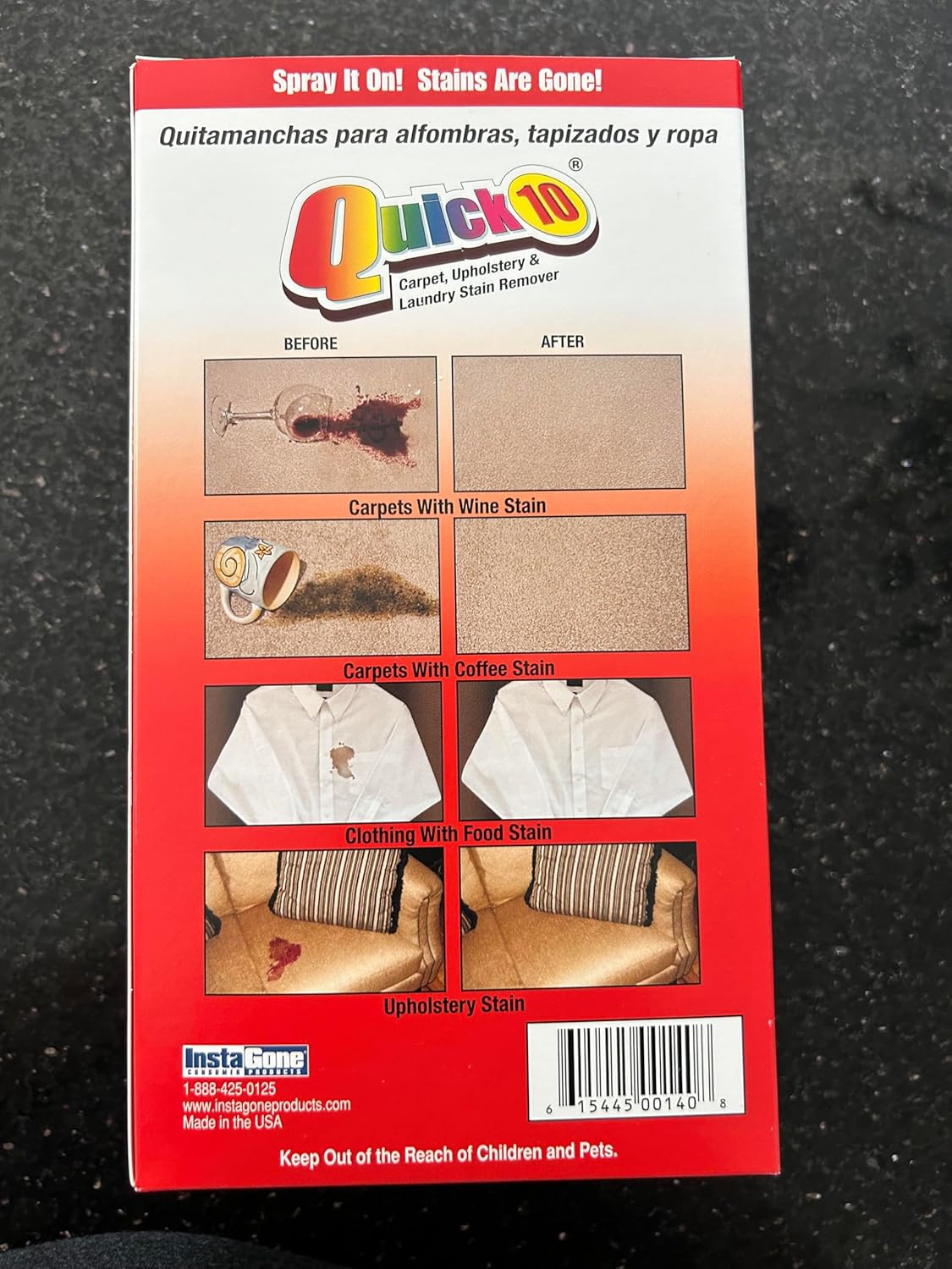 QUICK10 - Multipurpose Stain Cleaner - Enzyme Cleaner for Carpet, Clothing, Upholstery & Pet Messes - Pre-Laundry Wash & Versatile Stain Remover