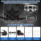 Respirator Mask with Filters and Goggles, Chemical Respirators Gas Mask for Paint, Epoxy Resin Respirator