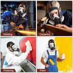 Full Face Reusable Gas Mask - Respirator Mask Survival Nuclear and Chemical with Filters,Organic Vapor Gas Mask for Polishing,Welding,Painting,Dust