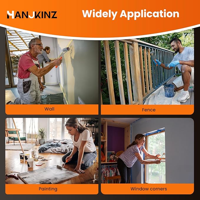 50 Pack Microfiber Paint Roller, 2 Inch and 4 Inch Small Paint Roller Covers, 3/8 Inch Nap, Mini Paint Rollers for House Painting with Paint Roller Frame, Wall Painting Tool