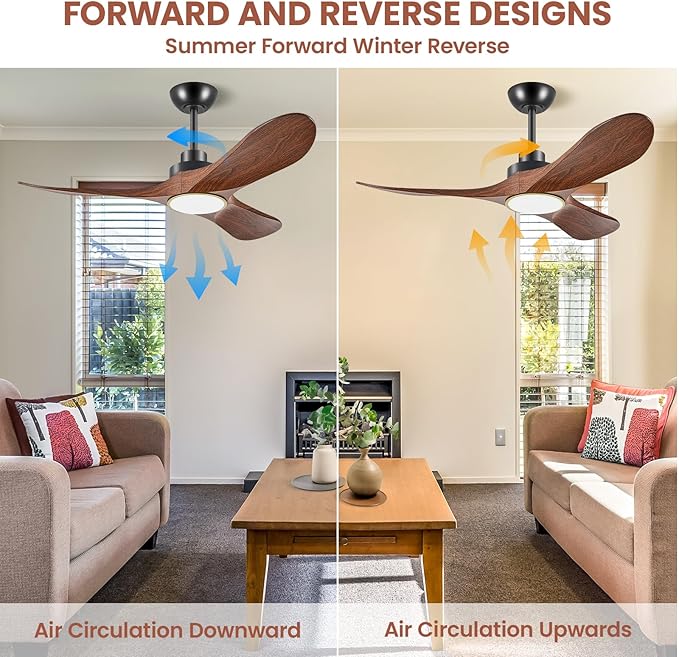 42" Ceiling Fans with Lights, Low Profile Modern Ceiling Fan with Remote Control, DC Motor,Reversible, 3CCT, Dimmable, Noiseless, Indoor Outdoor Ceiling Fans for Bedroom, Living Room, Dining Room
