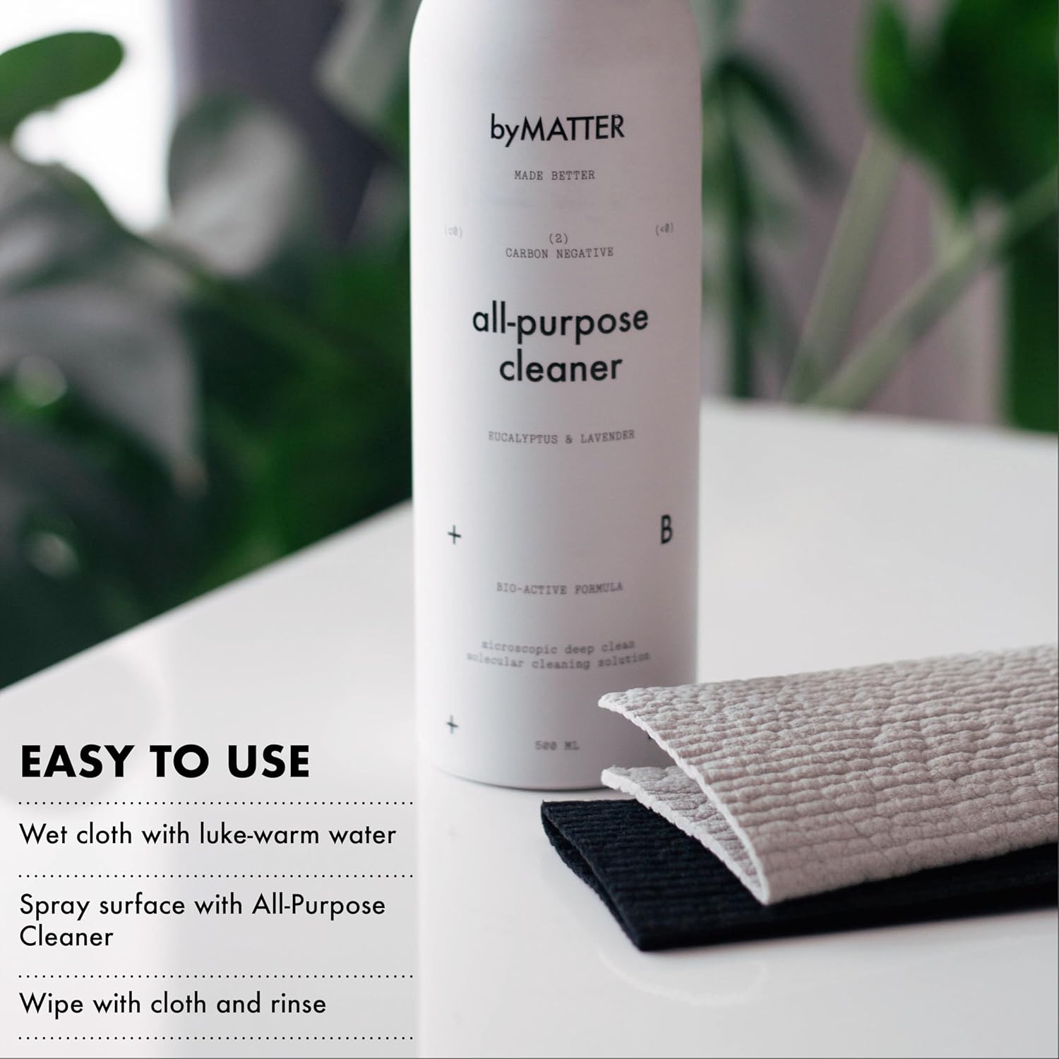 byMATTER All Purpose Cleaning Cloths – Reusable Cleaning Cloth Pack, Plastic Free, Compostable, Highly Absorbent, Dishwasher Safe, Streak Free Kitchen Cloth Set x2