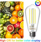 TJOY 12 Pack Vintage Edison LED Light Bulbs, Dimmable, 60W Equivalent, E26 Medium Base, 5000K Daylight, ST58, 8W, 800LM, Ultra-Bright, 80+CRI, Antique Decorative Filament, Clear Glass