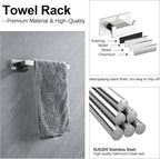 4-Pieces Bathroom Hardware Accessories Set, Towel Rack Towel Bar Toilet Paper Holder Towel Hook Self Adhesive Stainless Steel Towel Rack Set for Bathroom Wall Mounted, Brushed Nickel, 16 Inch