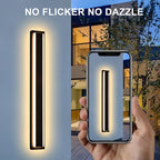 MELUCEE 2 Pack Long Outdoor Wall Lights 24W 5 Color Dimmable Modern Exterior Lighting Fixtures LED Linear Outdoor Wall Sconce for Garage Patio Balcony Porch, 3000K-6000K Adjustable, IP65 Waterproof