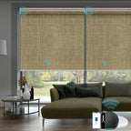 SmartWings Motorized Smart Blinds with Remote, Custom Automatic 100% Blackout Roller Shade Compatible with Alexa/Homekit/Google, Electric Smart Blinds for Indoor Windows, Vigor Wheat