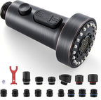 J-HVA Pull Down Kitchen Faucet Sprayer Head Replacement Part with Adapters, 3 Function Pull Out Sink Sprayer Replacement Nozzle, Kitchen Faucet Head Hose Spray Tap Spout, Oil Rubbed Bronze